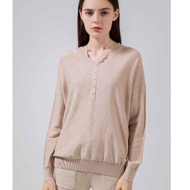 Moda Tendencia Casual Joker Foundation Knit Small U Colllar Single Top 68035#